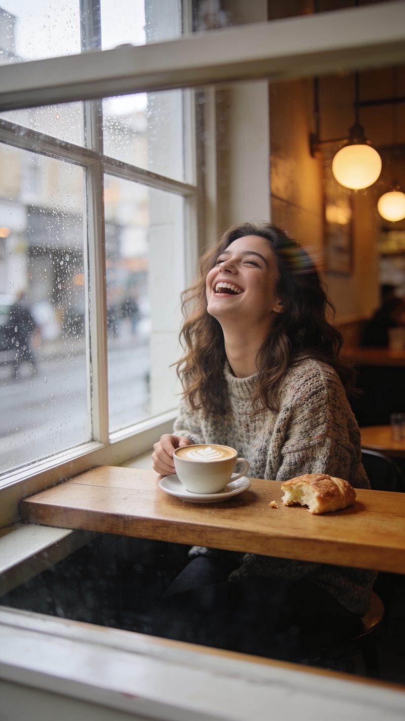Estilo Risa en la cafetería: foto generada con Unposed